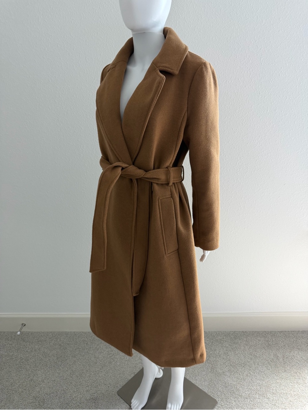 H&M Camel Trench Coat with Tie Belt - Picture 3 of 8